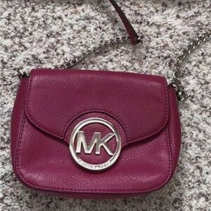 Michael Kors Plum Crossbody Bag with Silver Chain